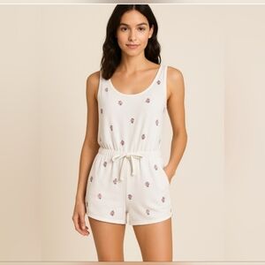 Spiritual Gangster Perfect Lounge White & Pink Floral Romper